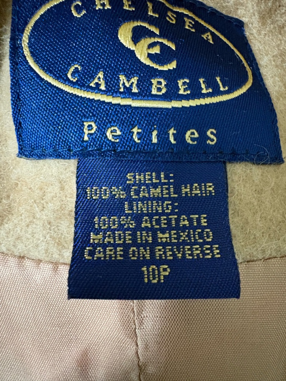 Chelsea Campbell Vintage Camel Hair Blazer Petite 10P Tan Wool Jacket - Picture 7 of 9